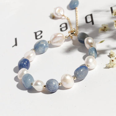 Blue Aventurine Freshwater Pearl Crystal Bracelet-Your Soul Place
